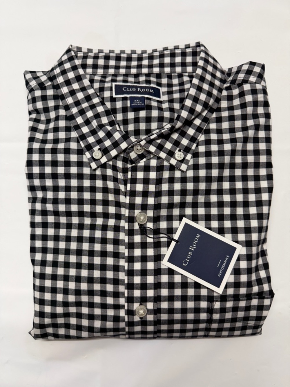Club Room Black and‎ White Gingham Button-Down Shirt